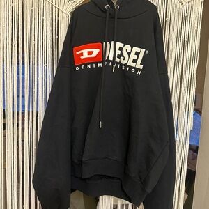 Diesel Denim Division Black Logo Embroidered Sweatshirt Hoodie Original L Men's